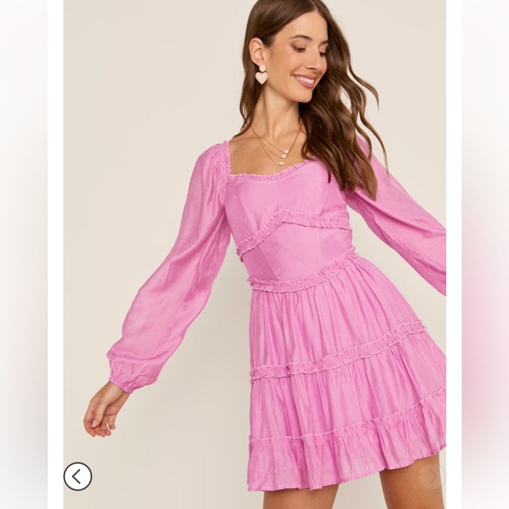 Elegant Pink Long Sleeve Dress